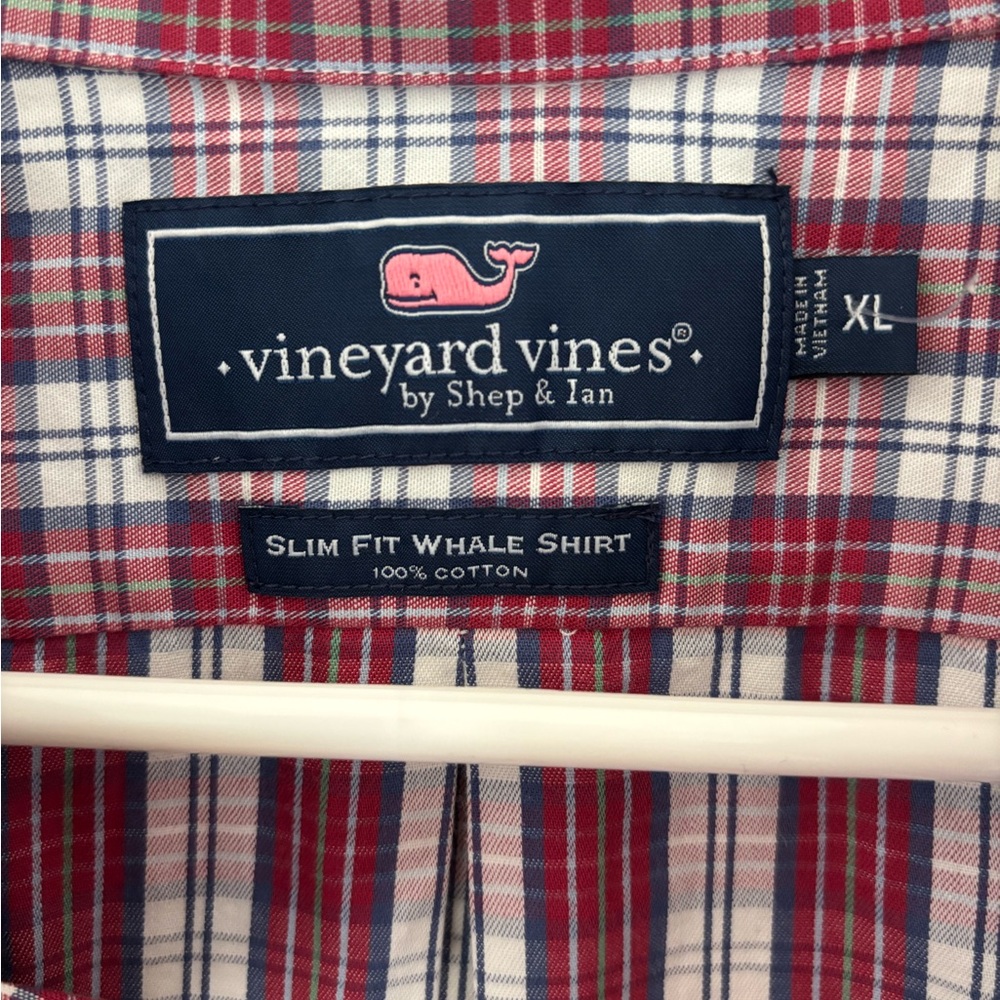 Men’s New With Tags Vineyard Vines Red and White Plaid Button-Down Shirt Size XL - Picture 3 of 6